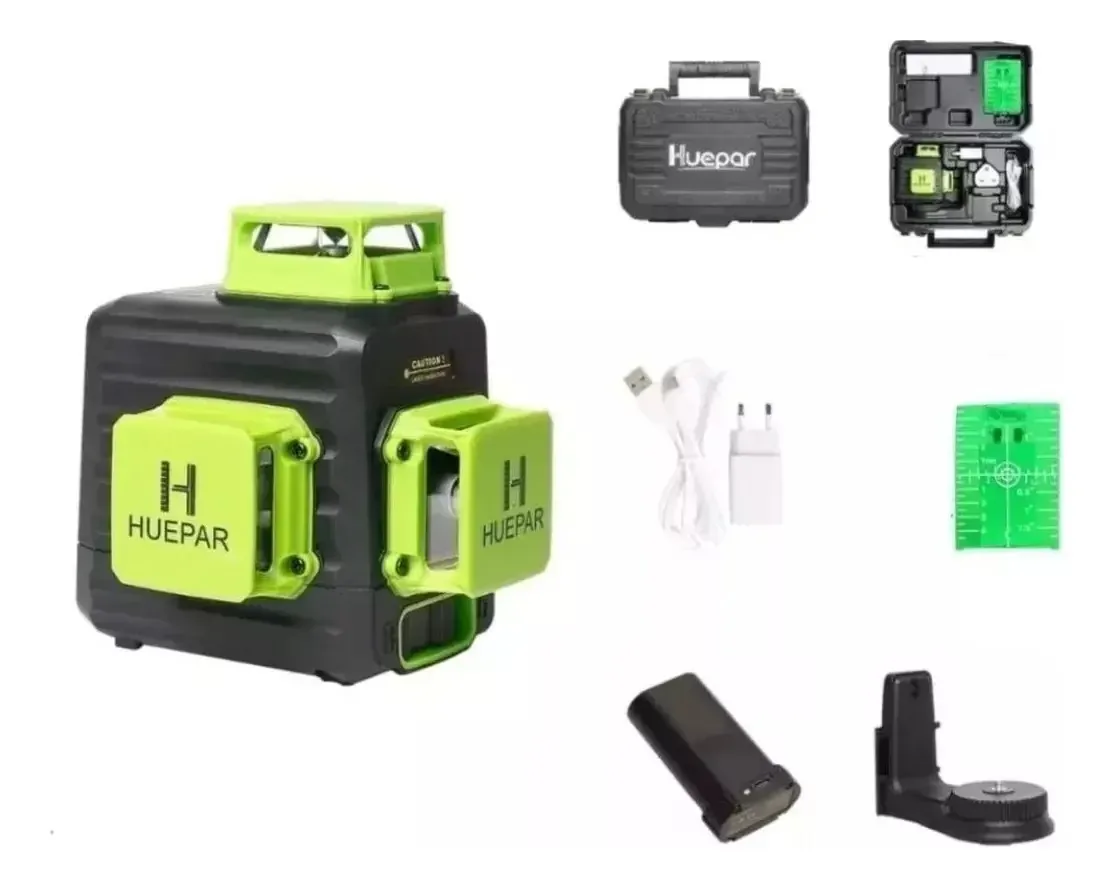 Nível A Laser Huepar 12 Linhas Verde Recarregável Com Maleta