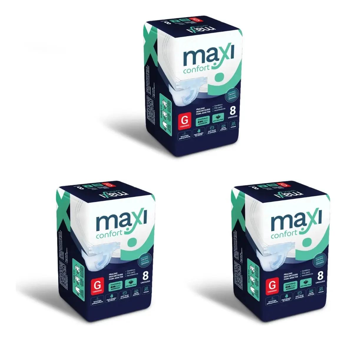Fraldas para adultos descartáveis Maxi Confort Maxiconfort Regular Grande x 8 u