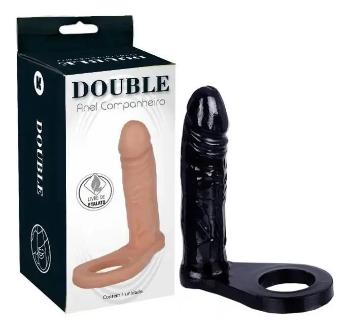 Anel Companheiro Ktoy Para Dupla Penetração Preto 13,5x3cm