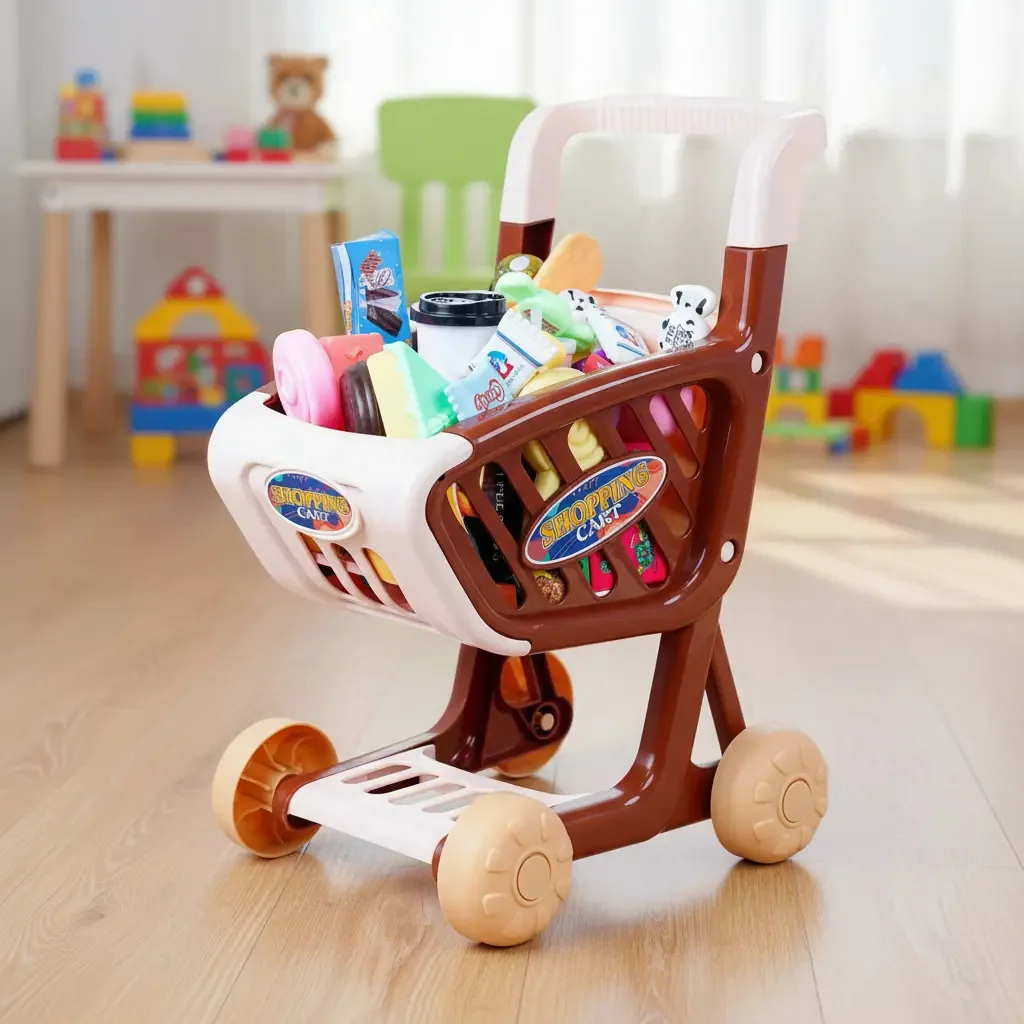 Kit Alimentos De Brinquedo Com Carrinho De Super