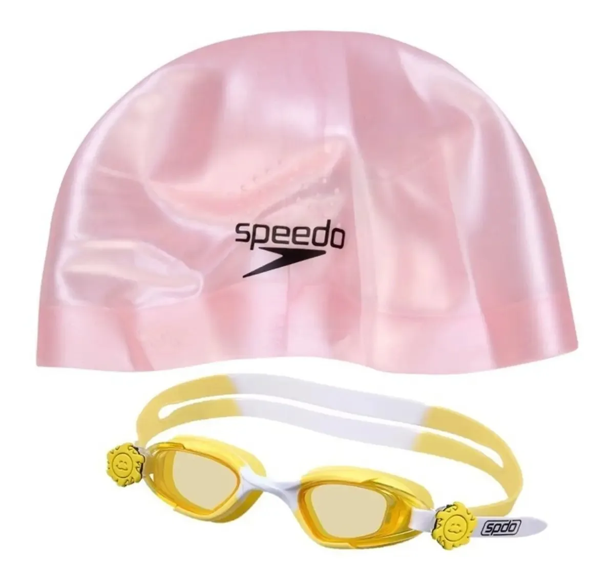 Kit Natação Óculos Natação Infantil E Touca Cor Amarelo/rosa Claro