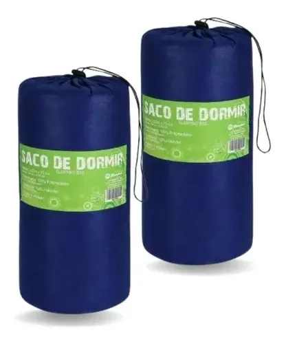 Kit com 2 Sacos de Dormir FA Maringá Azul Solteiro 190x60cm Camping