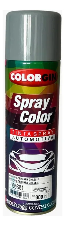 Tinta Spray Automotiva Colorgin Cinza Chassis Fosco 300 mL