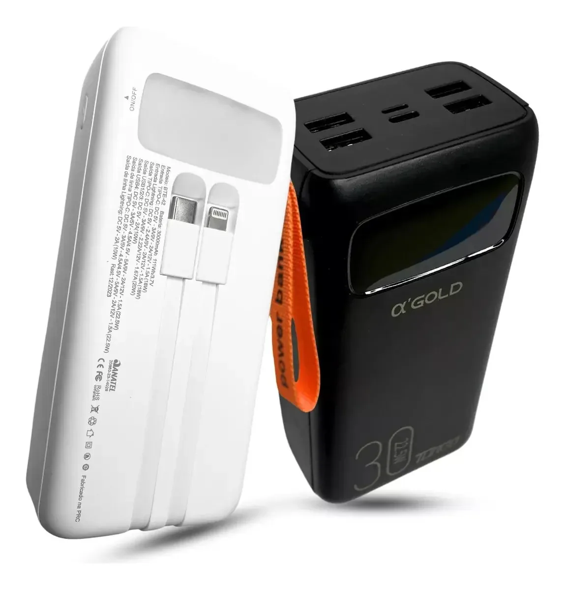 Carregador Portátil Power Bank A'Gold 30.000mAh Turbo
