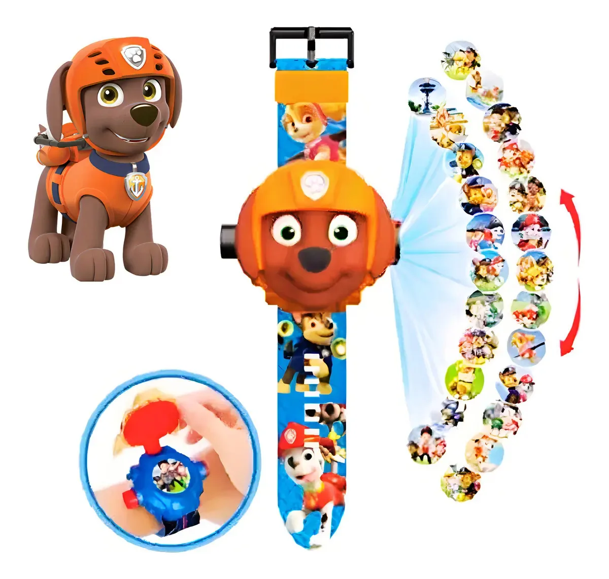 Relógio Infantil Projetor Paw Patrol Zuma 24 Imagens Projector Watch