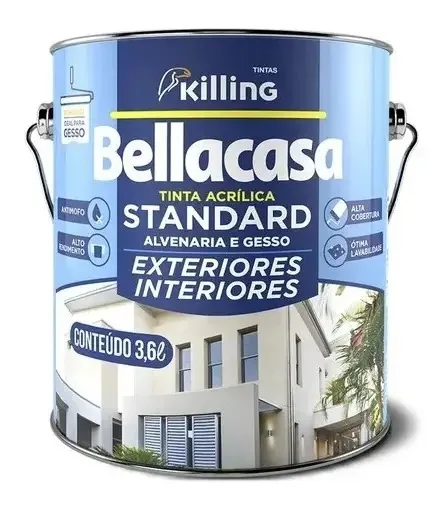 Tinta Acrílica Semibrilho Branca 3,6L Bellacasa Parede Alvenaria