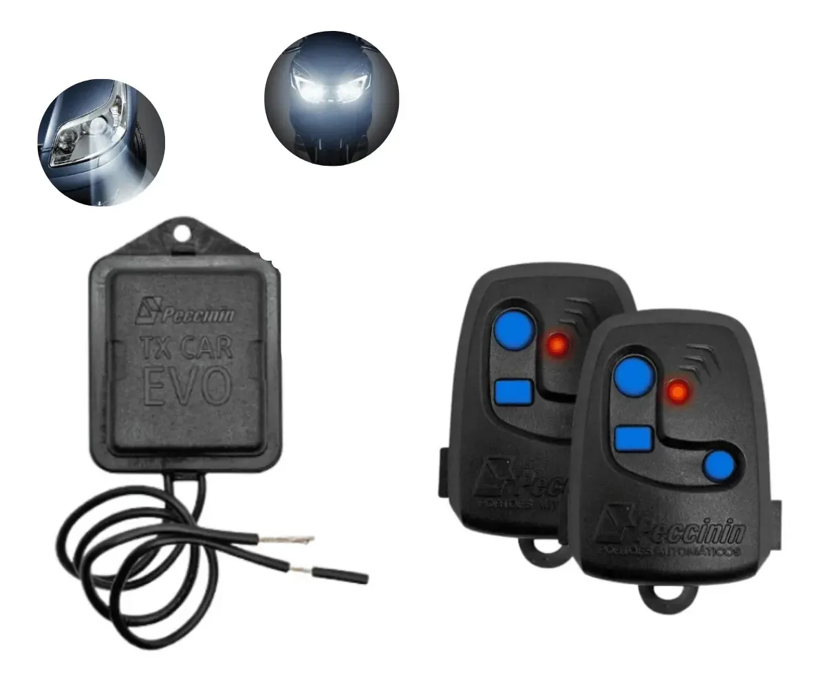 Kit 2 Controles Remotos Nice Portão TX Car Evo Peccinin Carro Moto