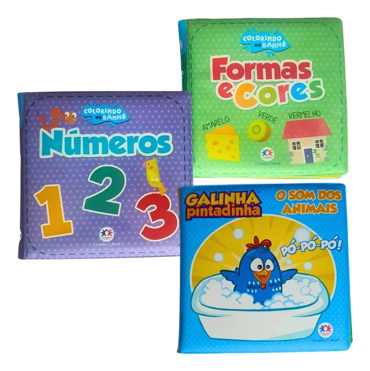 Kit 3 Livros Infantil Hora Do Banho - Ciranda Cultural Cor Números / Formas E Cores / Som Dos Animais