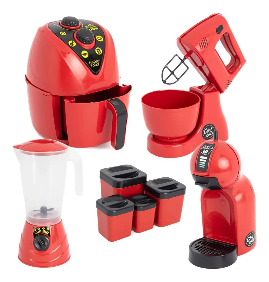 Kit 5 Brinquedos Faz De Conta De Cozinha Altimar De Menina Cor Vermelho