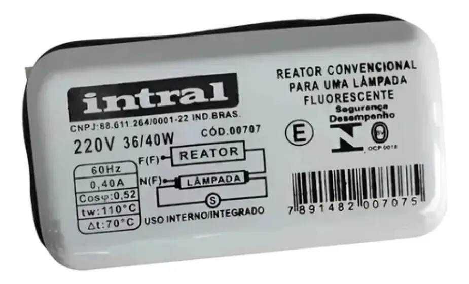 Reator Convencional Fluorescente 1x36/40w Intral