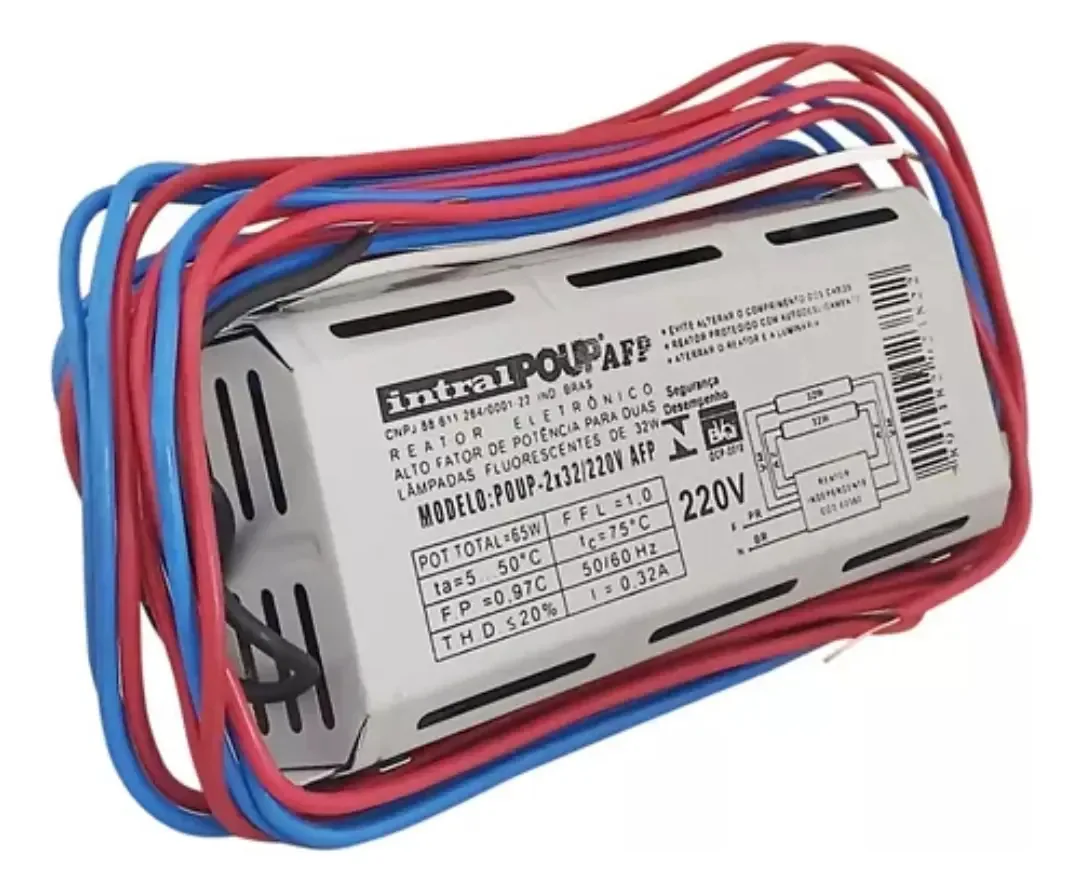 Reator Fluorescente Magnético Intral AFP 2x32 64W 60Hz