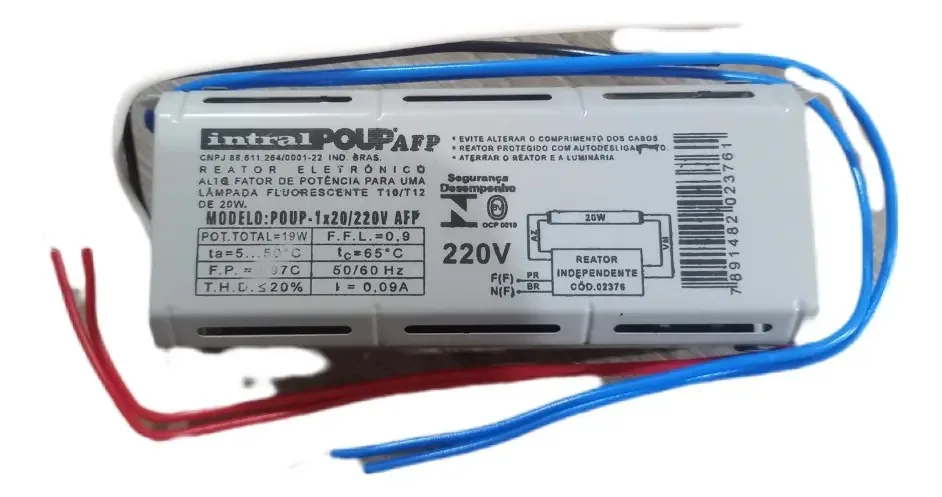 Kit 5 Reatores Eletrônicos Intral 1x20w
