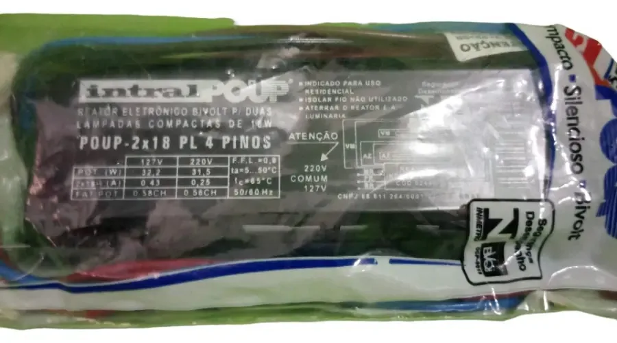 Reator Eletronico Pl 04 Pinos 2x18w Bivolt Intral