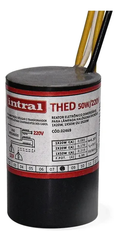 Reator Eletrônico Dimerizável Intral THED 50W Lâmpada Halógena