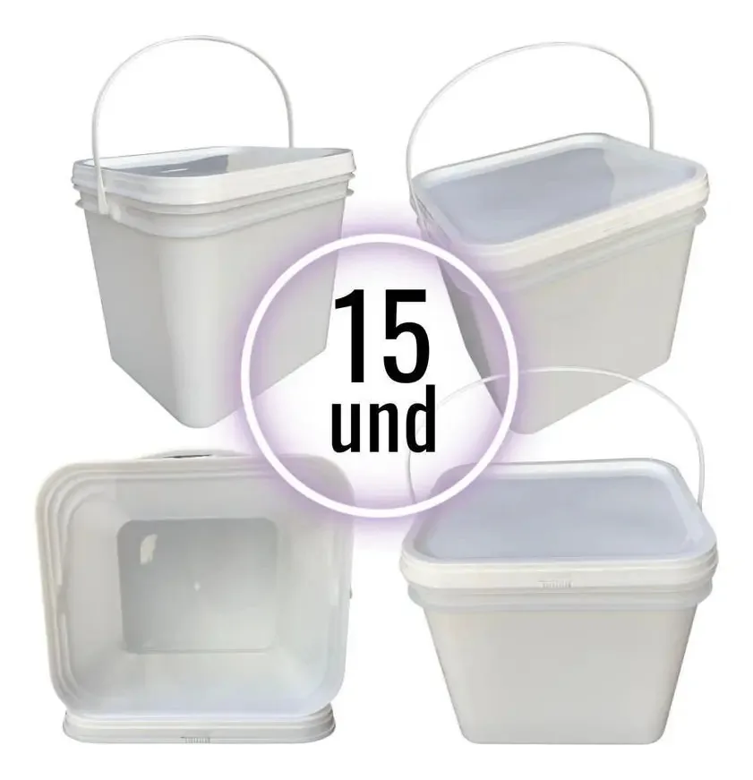 Balde Retangular 3.6l Embutidos E Tampa Com Lacre - 15 Pcs
