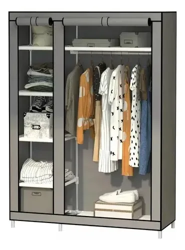 Guarda Roupa Dobravel Organizador Multiuso Solteiro Cor Cinza