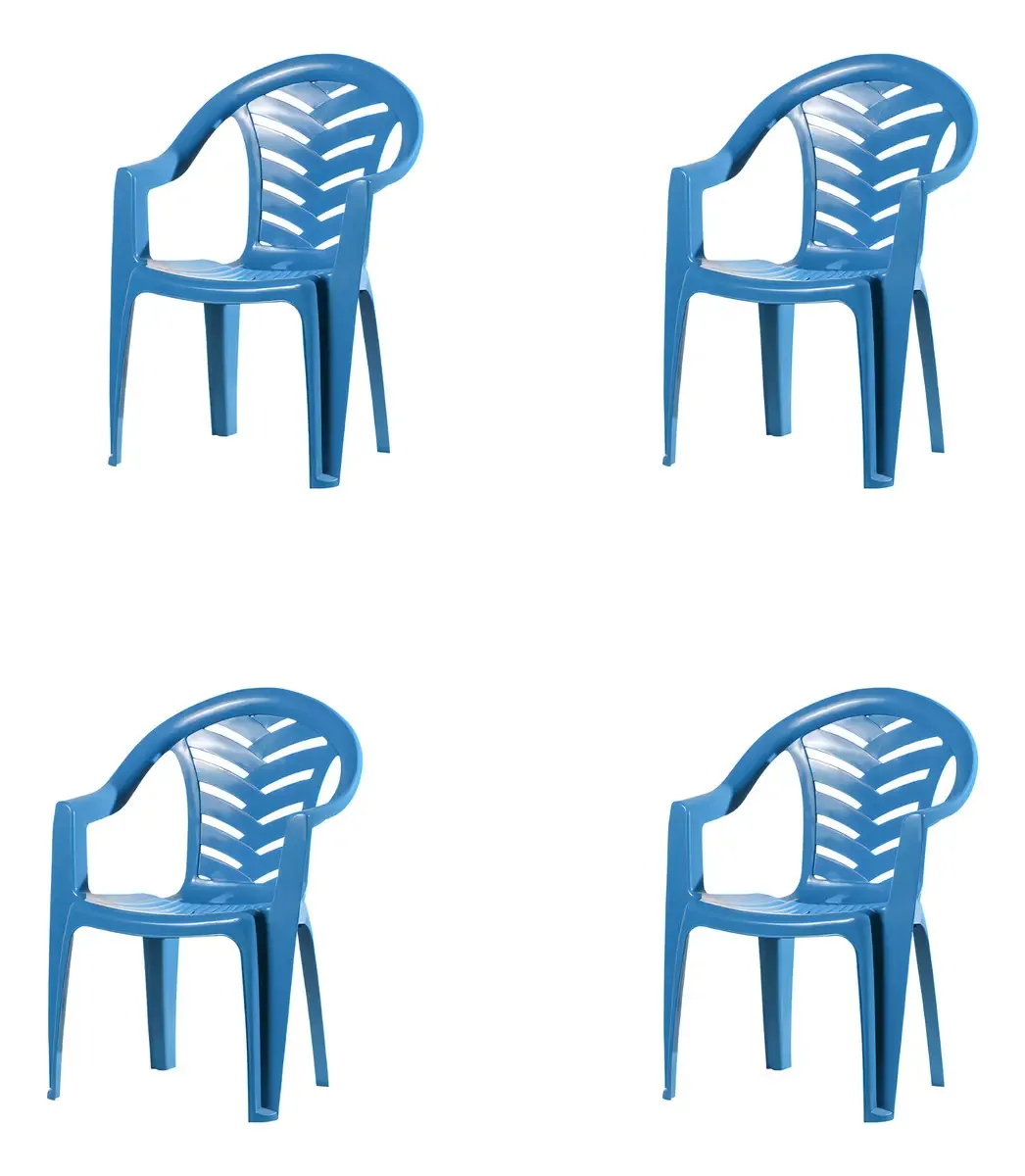 Kit 4 Poltronas Infantis Plastex Azul Empilháveis Polipropileno
