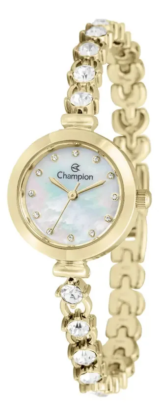 Relógio Champion Fem Bracelete Pedras Madreperola Cf24591h Dourado Pedras Madrepérola