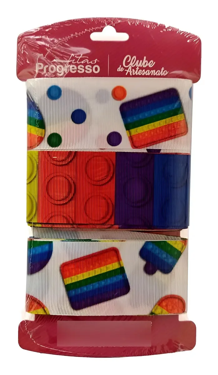 Fita Progresso Estampada Pop It 38mm Para Artesanato e Laços
