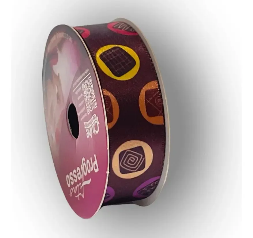 Fita Cetim Estampada Fitas Progresso 22mm Rolo 10m Bombons