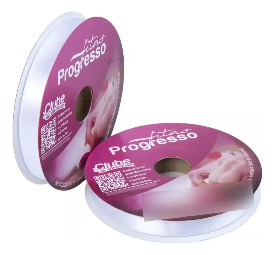 Fita Cetim Liso Rolo 10mm 50m Cor 201 Branco Fitas Progresso Artesanato