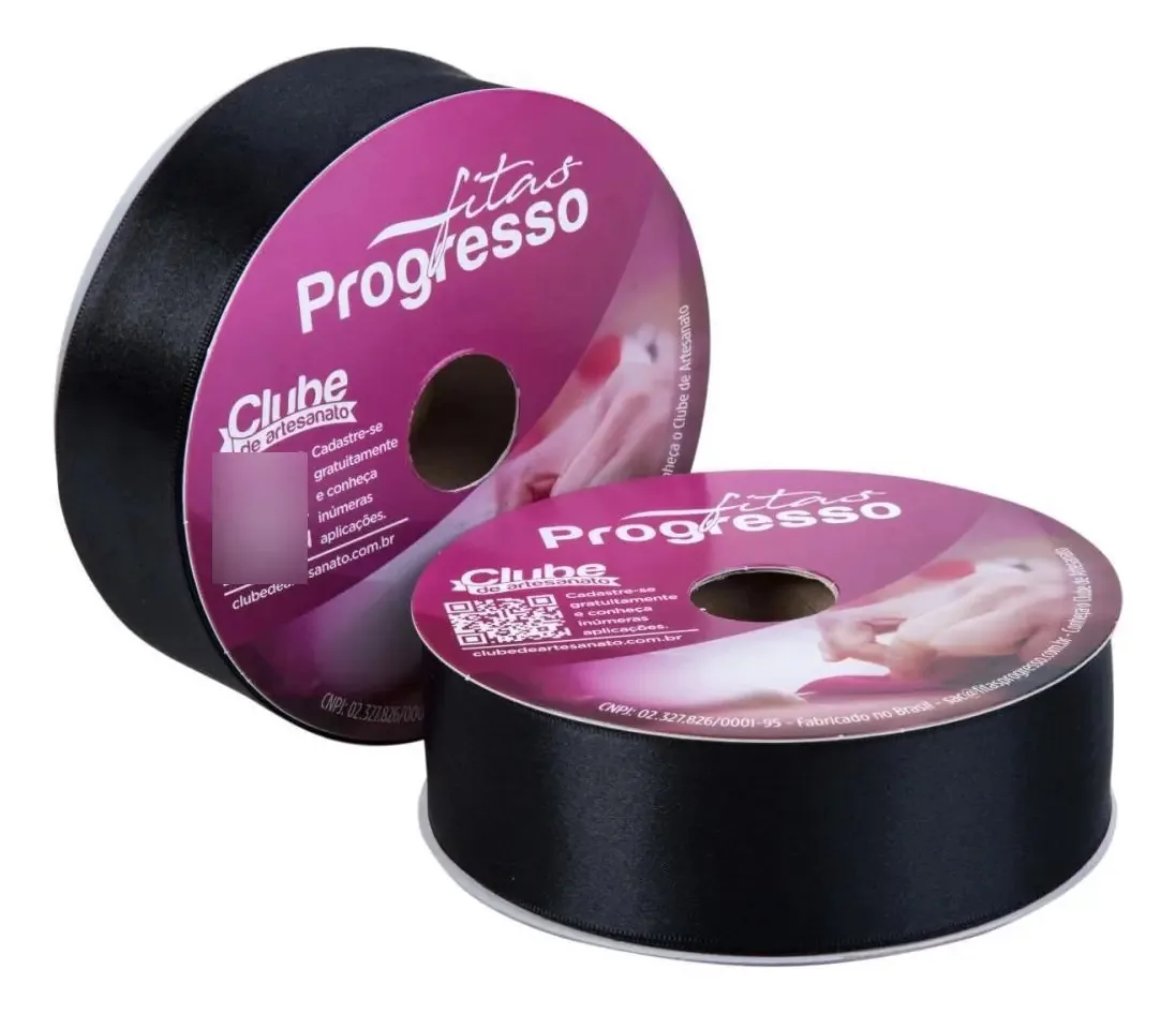 Fita De Cetim 38mm 50m. Preto 219 - Fitas Progresso Rl