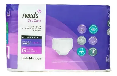 Fraldas para adultos descartáveis Needs Roupa Intima FRALDA NEEDS x 16 u