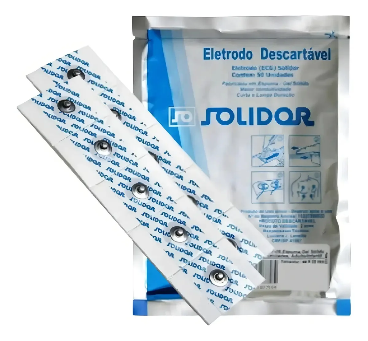 Eletrodo Descartável ECG Solidor 50 Unidades Monitoramento Cardíaco
