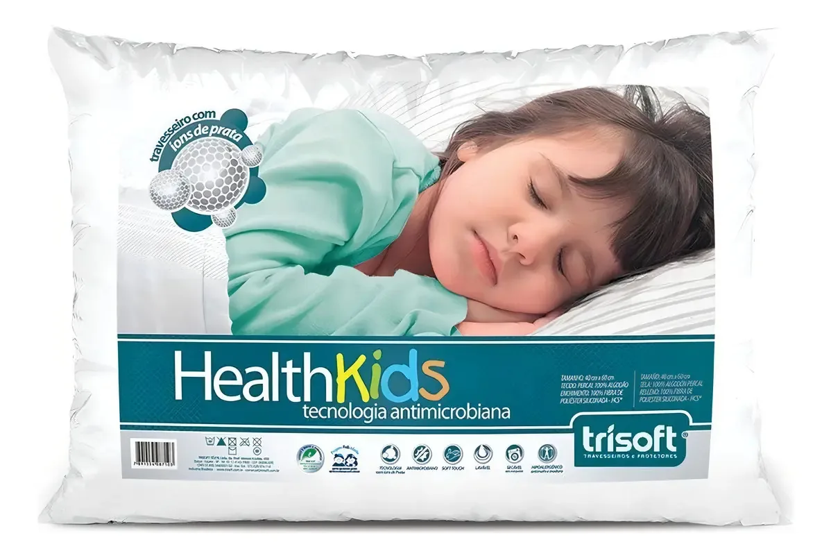 Travesseiro Infantil Health Trisoft Lavável Antimicrobiano