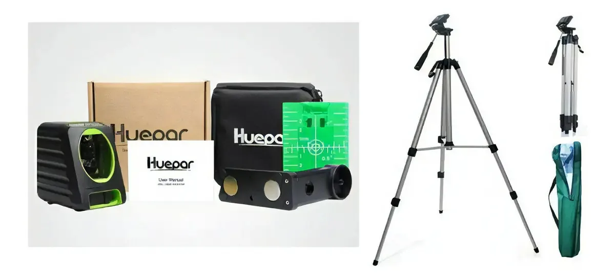 Nível a Laser Huepar Verde 2 Linhas Auto Nivelamento BOX-1G 30m
