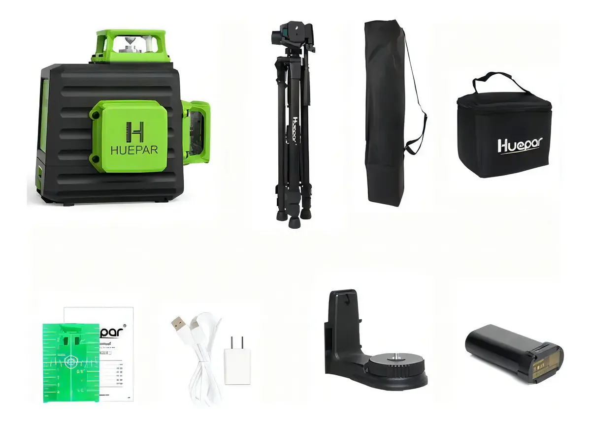 Nível a Laser Verde Huepar B03CG 12 Linhas 30m Maleta Tripé