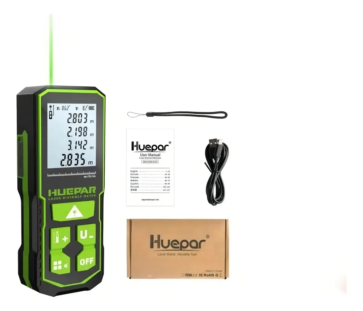 Telêmetro Laser Verde Huepar S120 120m Medição de Ângulo IP54