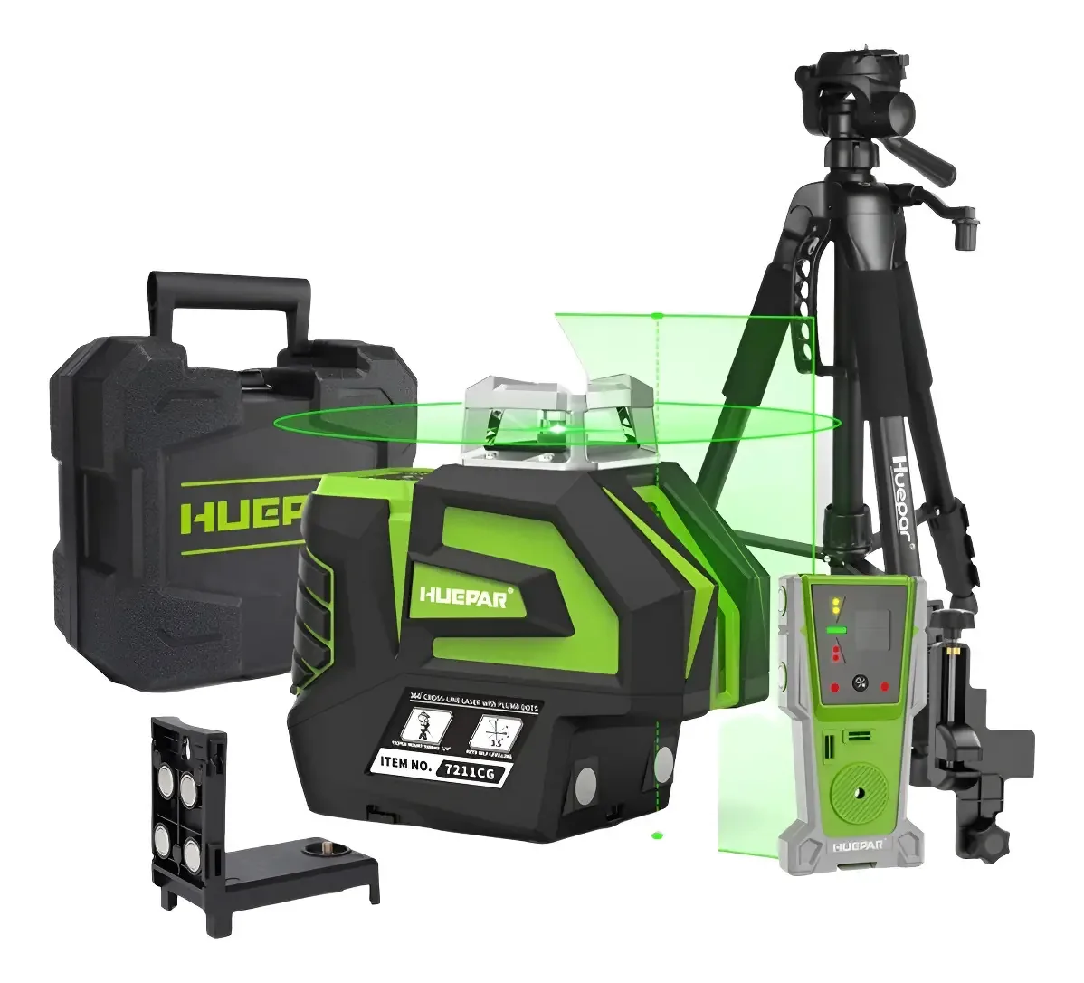Nível a Laser Linha Verde Huepar 7211CG 360° com Tripé e Maleta