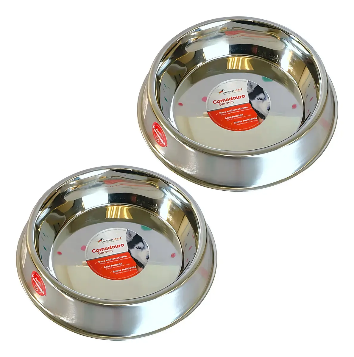 Kit 2 Comedouros Inox Antiformiga 1350ml GermanHärt para Pets