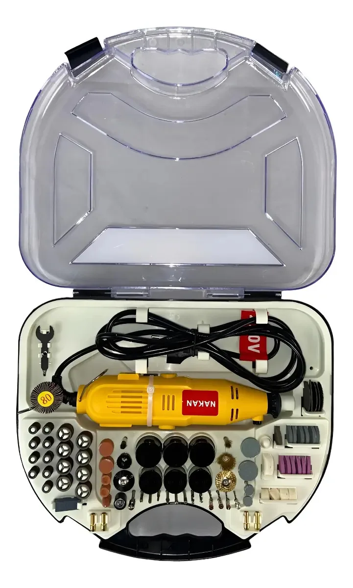 Mini Retífica Elétrica Nakan 400W com 210 Acessórios e Maleta