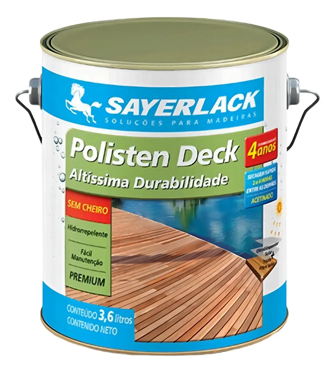 Stain Impregnante Polisten Natural 3,6L Sayerlack Para Decks E Janelas