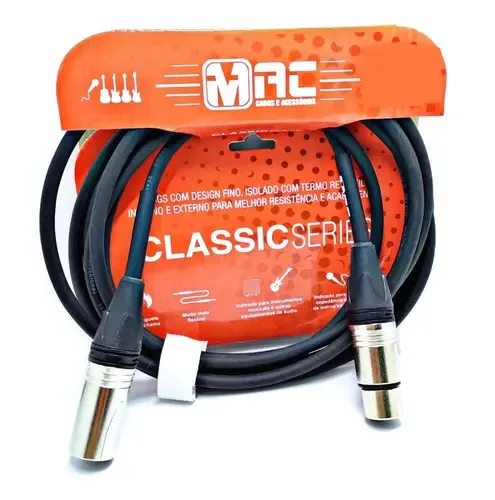 Cabo Microfone Balanceado 0.91 Metros Mac Cabos Classic