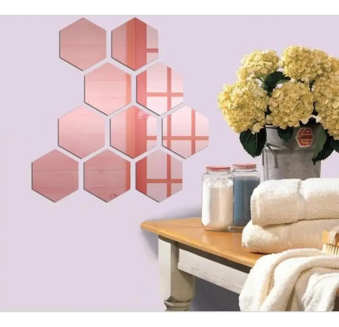 Espelhos Decorativos Em Acrílico Colmeia Rose