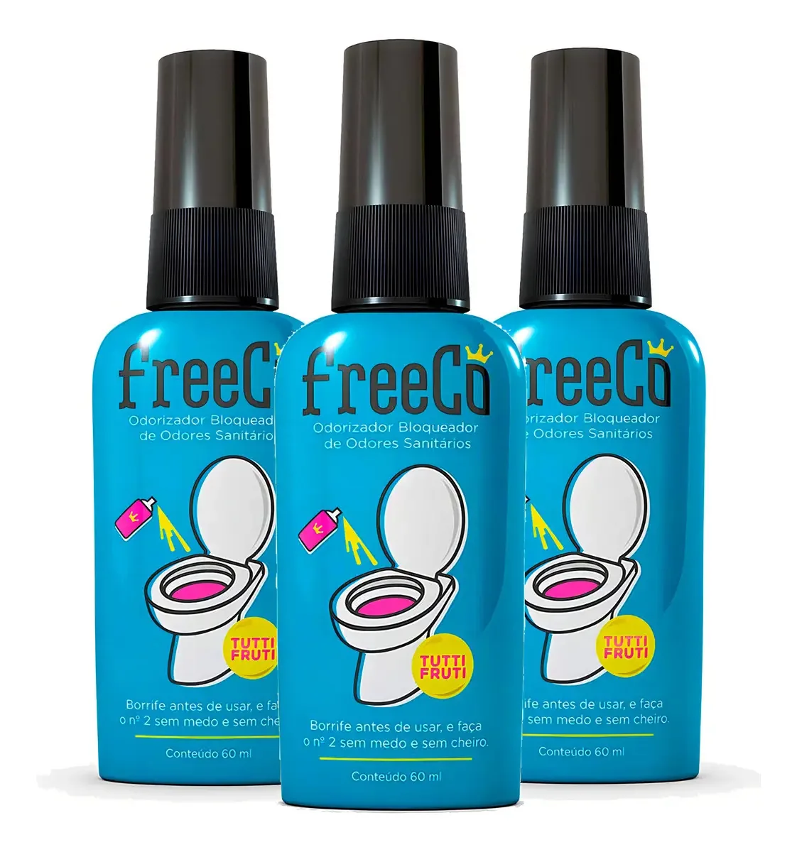 Kit 3 Freecô Odorizador Sanitário Borrifador Fragrâncias Fragrância Tutti Frutti