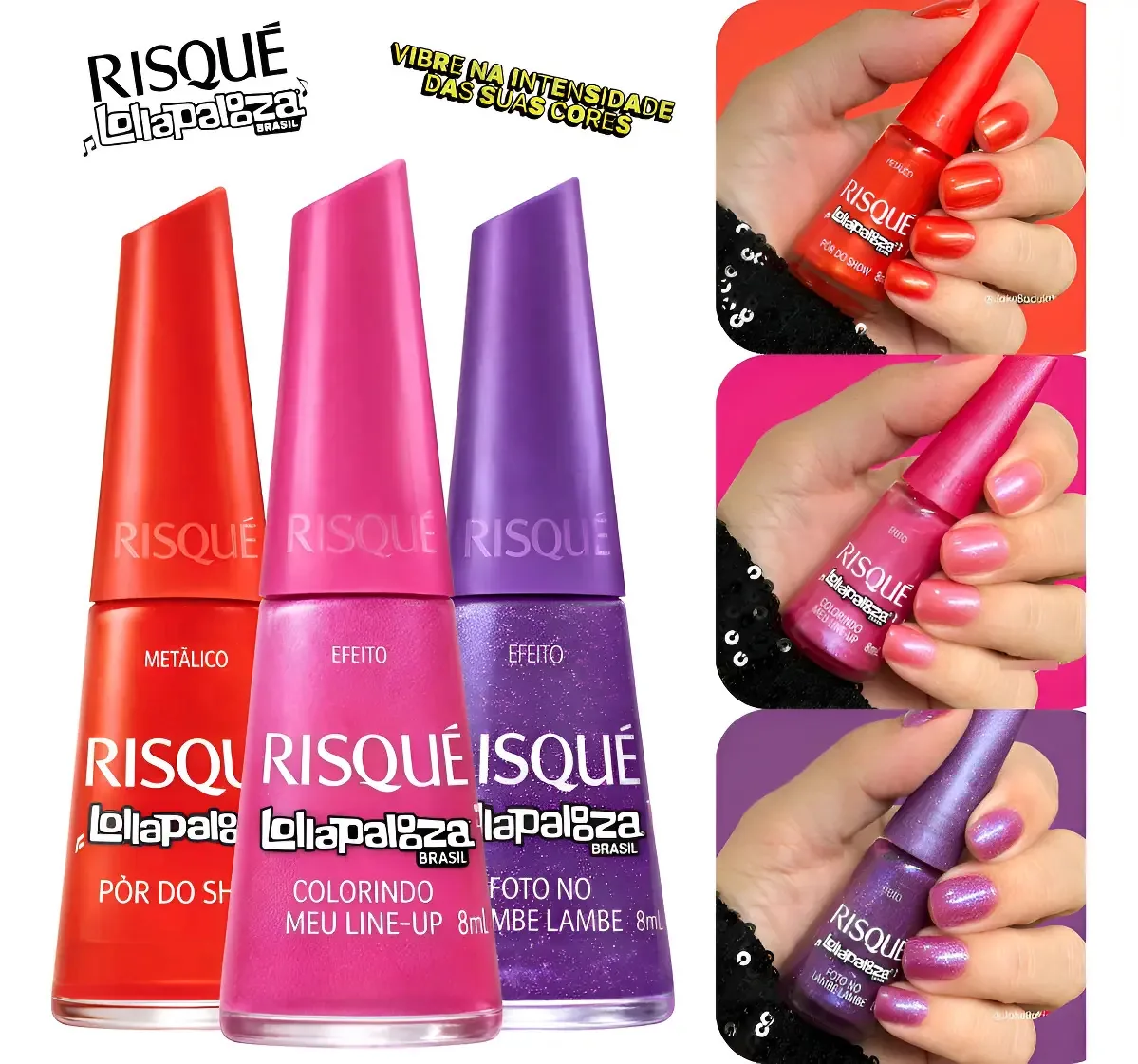 Esmaltes Metálicos Risqué Coleção Lollapalooza