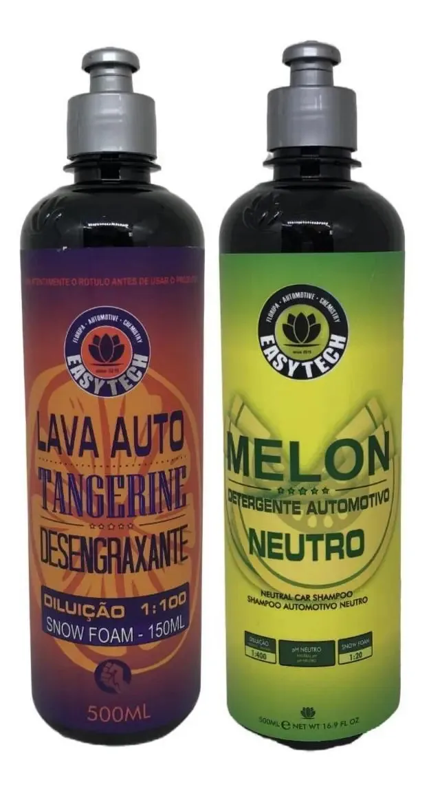 Kit de Shampoos para Carro Easytech: Neutro Melão e Desengraxante Tangerina, 100 L
