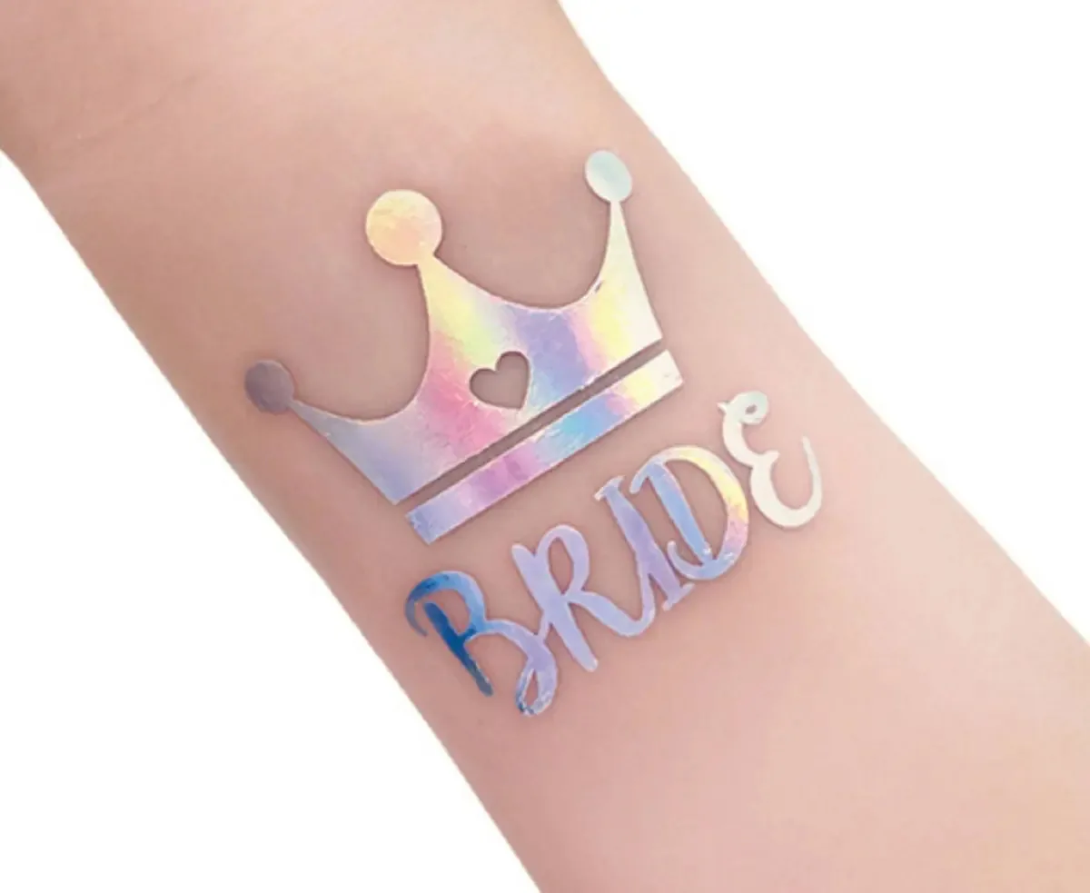 Kit Com 20 Tatuagens Temporárias Despedida De Solteira Bride Cor Prata