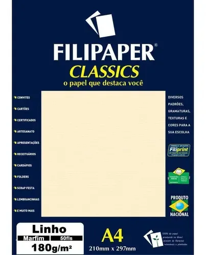 Papel A4 Linho Marfim 180g