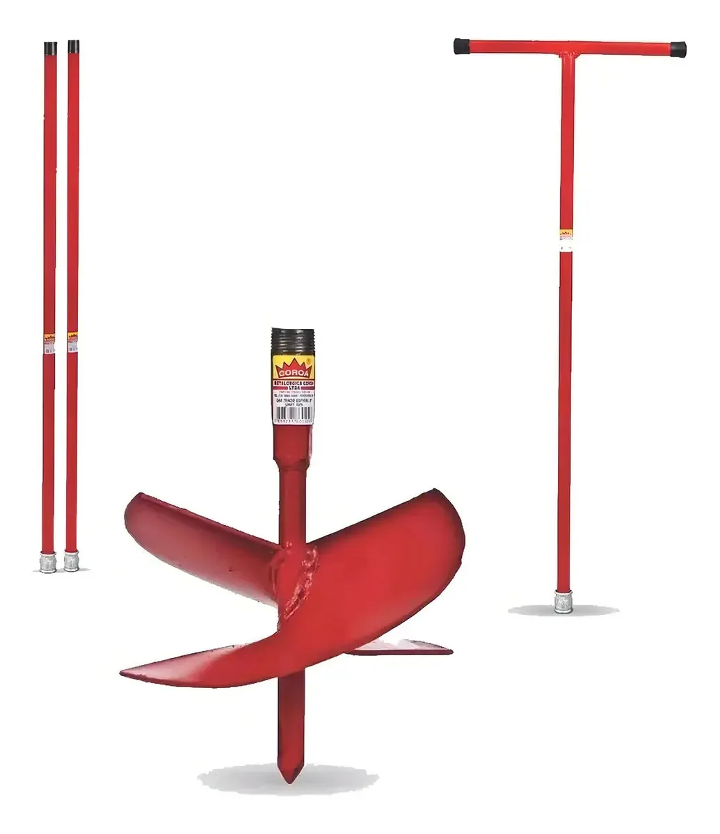 Cavadeira Espiral Coroa Perfurar Solo 10 Pol com Cabo Aço e Extensores