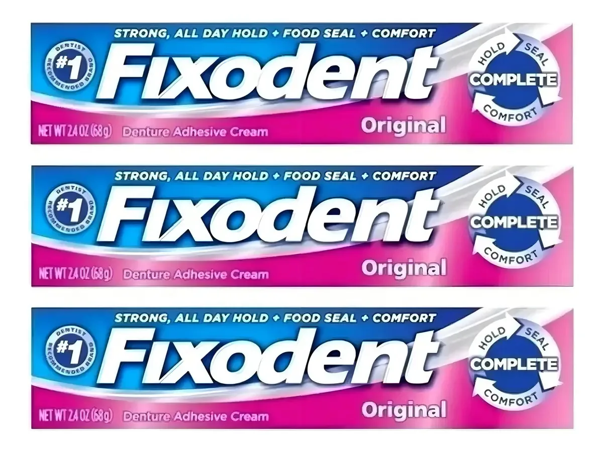Creme Fixador de Próteses Dentárias Fixodent 68g kit com 3 Unidades