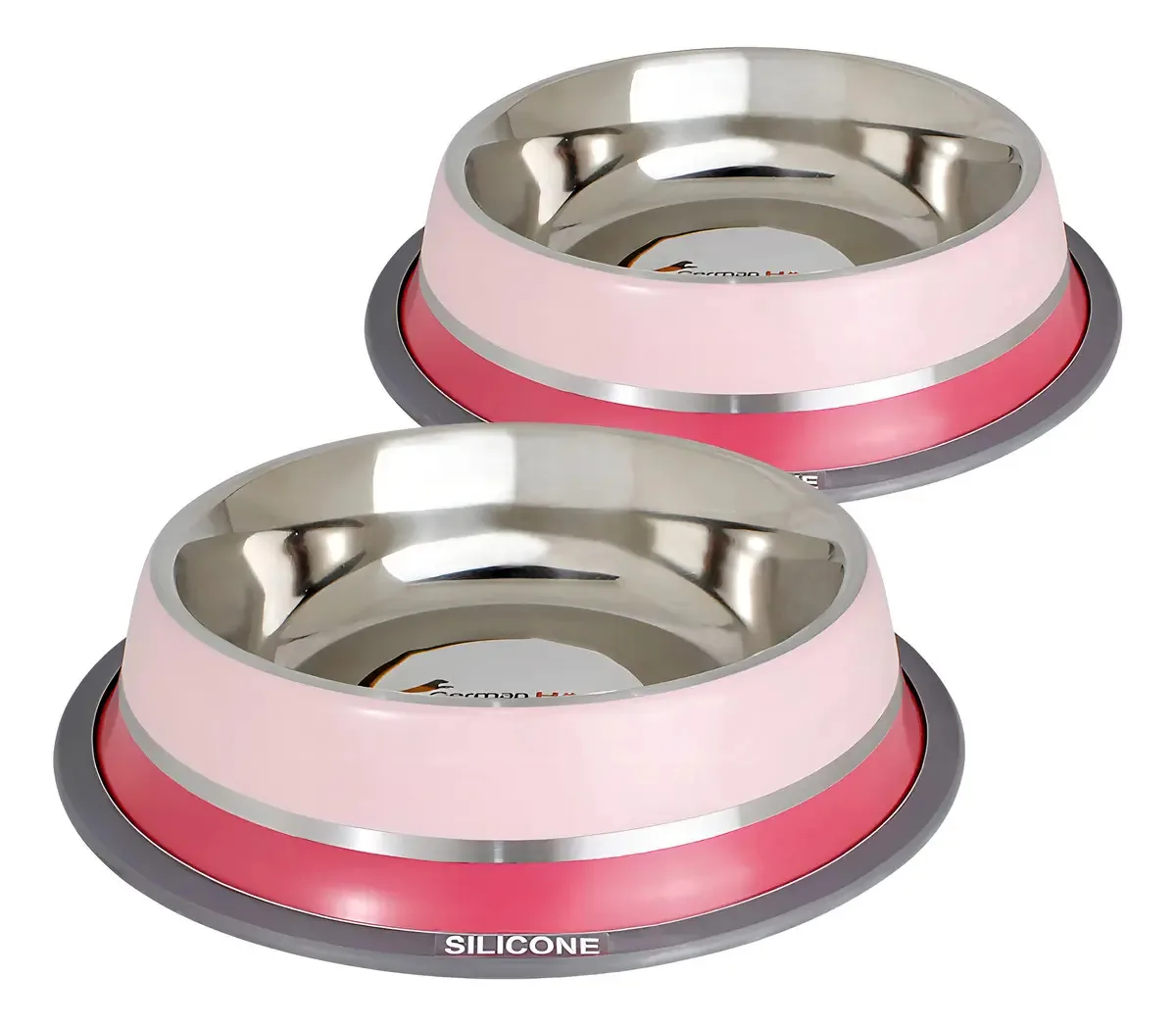 Kit 2 Comedouros Inox Dual Rosa G 850ml Para Pets Rosa