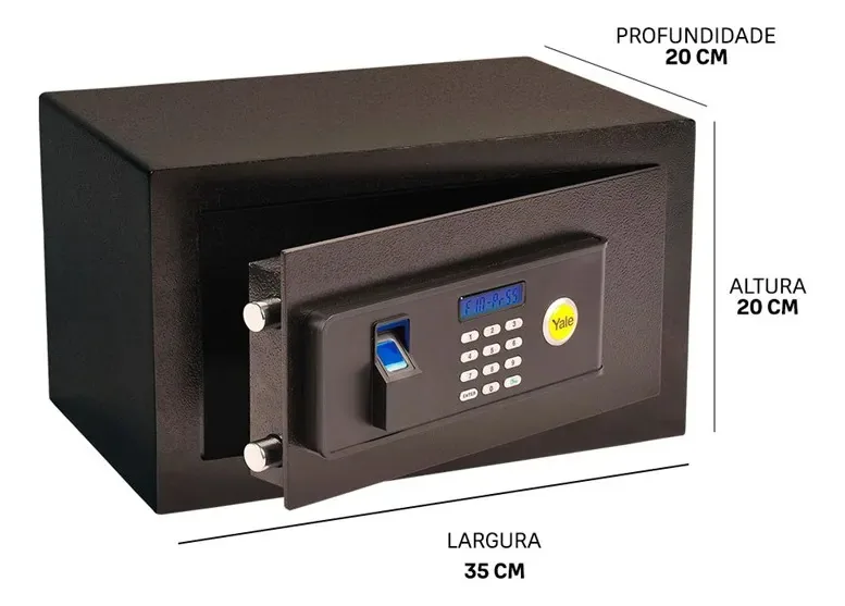 Cofre Digital Compact Com Biometria E Senha Preto Yale