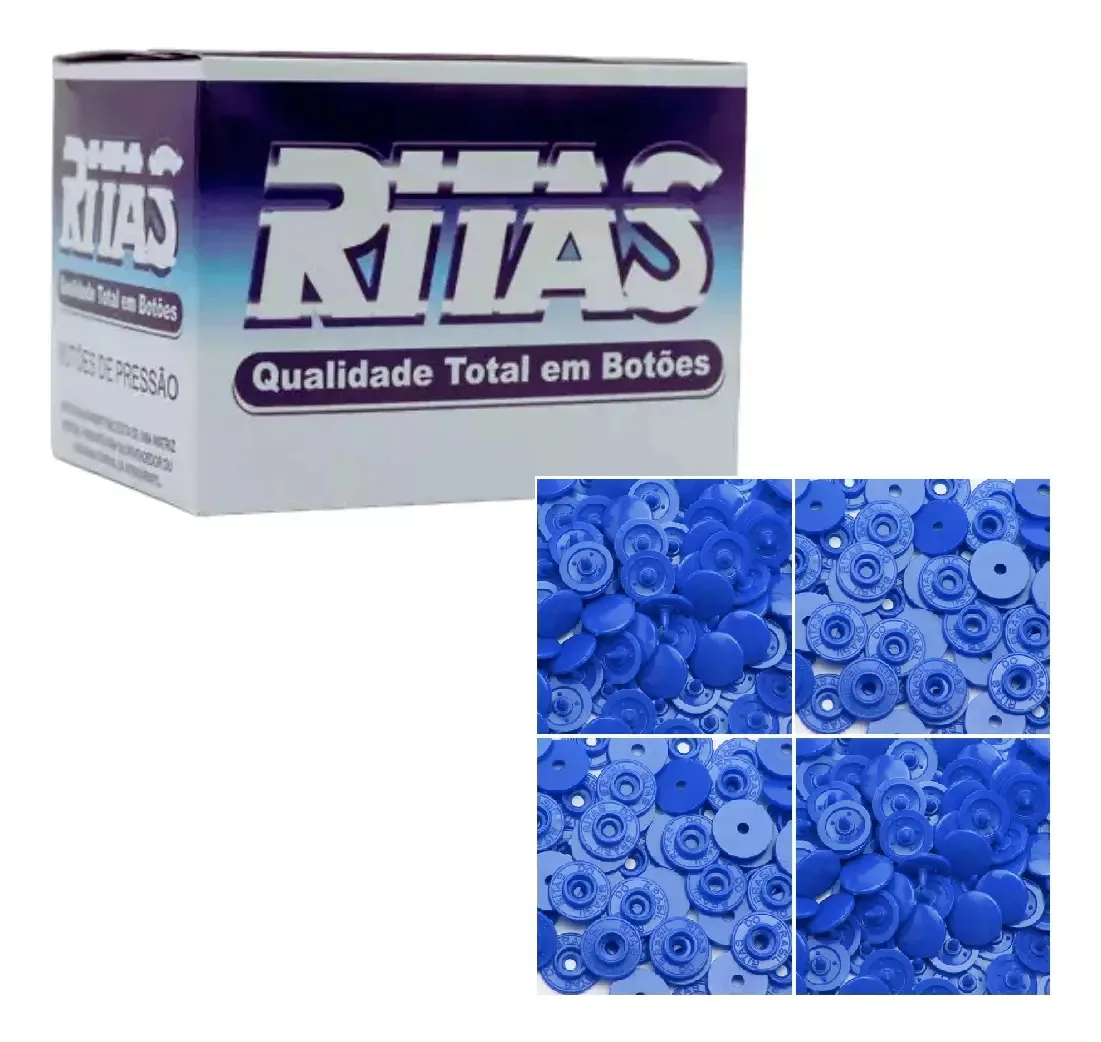 Botões de Pressão Ritas Nº10 Cor Azul Royal Com 200 Botões