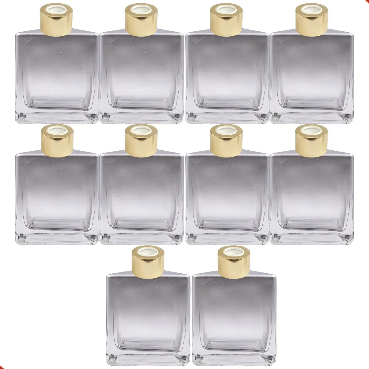 10 Frascos De 200ml Níquel Com Tampa Dourada 20 Varetas