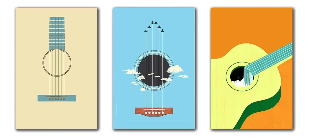 Kit 3 Placas Decorativas Quadros Música 3 Peças Mdf